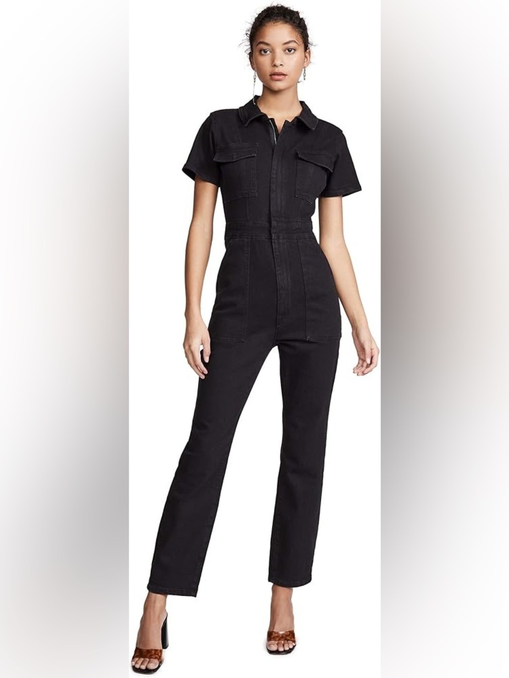 Good American Women's Fit For Success Black Denim Jumpsuit  Size 1